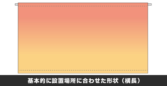 基本的に設置場所に合わせた形状（横長）