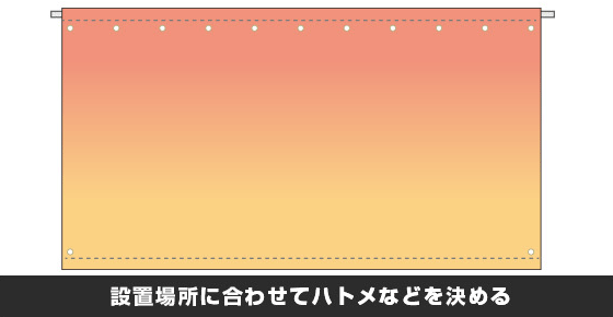 設置場所に合わせてハトメなどを決める